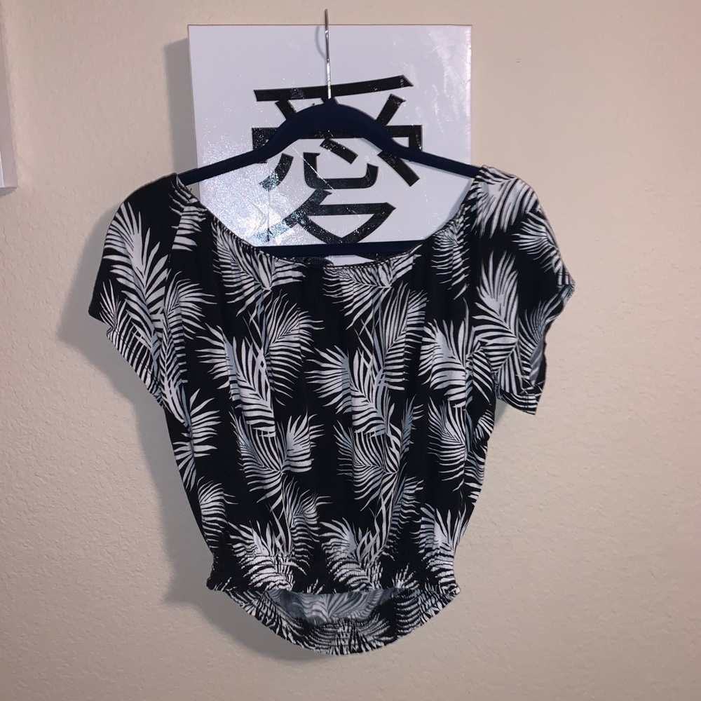 off the shoulder palm leaf top